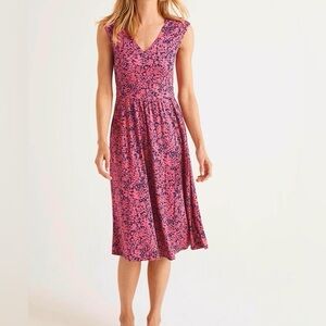 Boden Odilie Pink and Blue Floral Midi Dress